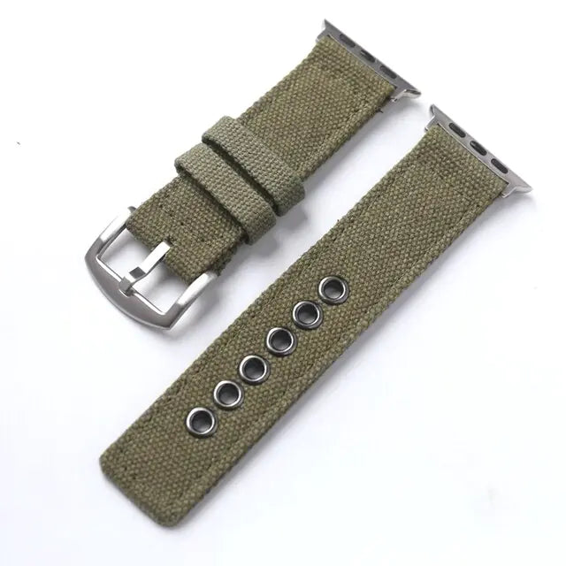 Double-Layer Canvas Water Resistant For Apple Watch 8/7/Ultra Watch Strap 49MM 45 44 Thicker Men Bracelet