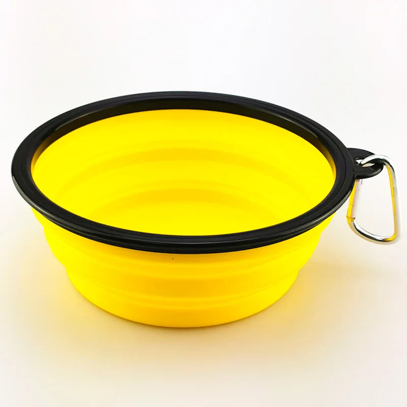 Collapsible Pet Silicone Dog Food Water Bowl Outdoor Camping Travel Portable Folding  Supplies   Dishes with Carabiner