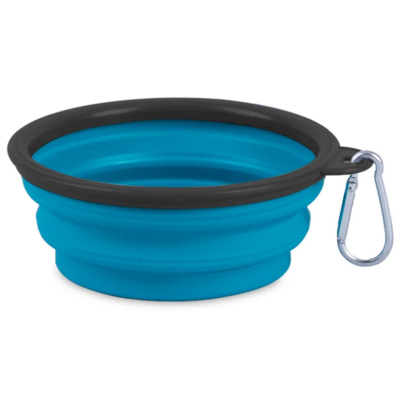 Collapsible Pet Silicone Dog Food Water Bowl Outdoor Camping Travel Portable Folding  Supplies   Dishes with Carabiner