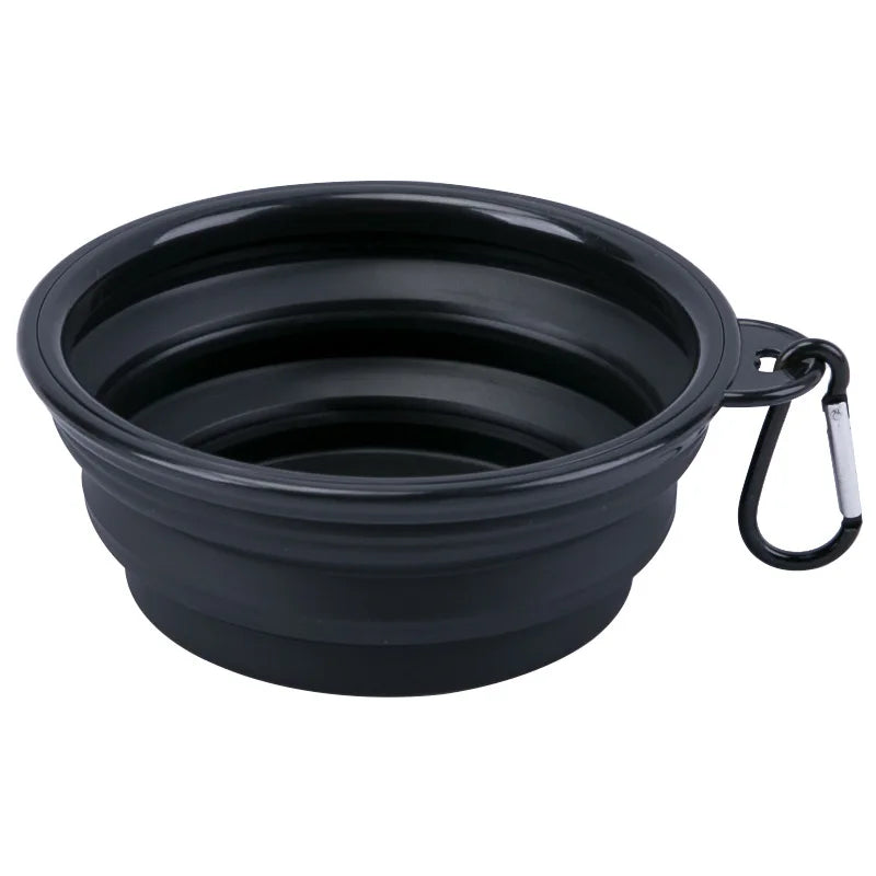 Collapsible Pet Silicone Dog Food Water Bowl Outdoor Camping Travel Portable Folding  Supplies   Dishes with Carabiner