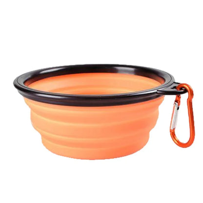 Collapsible Pet Silicone Dog Food Water Bowl Outdoor Camping Travel Portable Folding  Supplies   Dishes with Carabiner