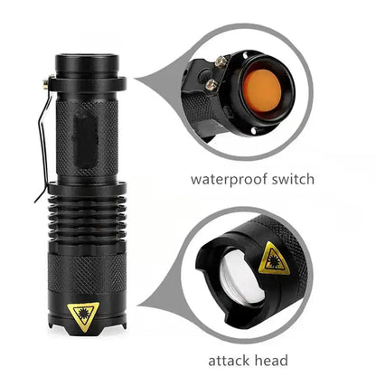 High Power Waterproof Zoomable Mini Torch Tactical Mini Led Flashlight