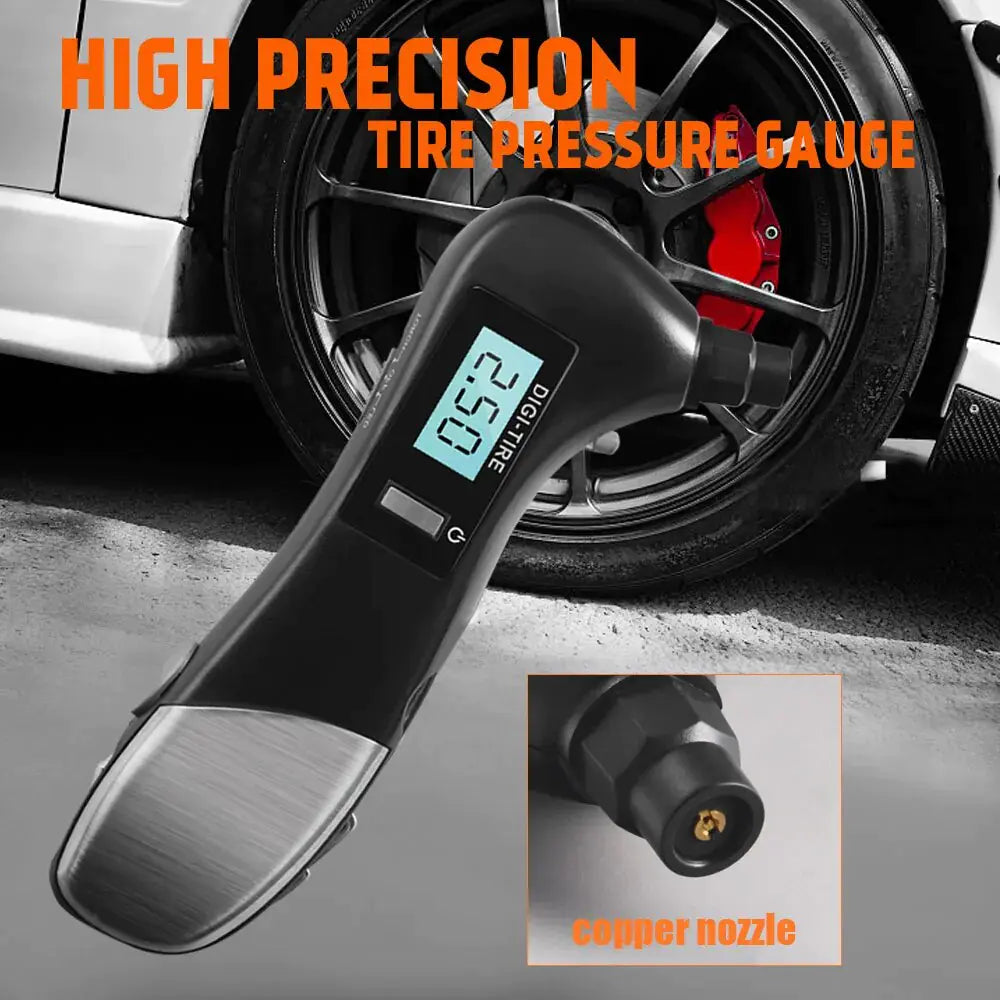 9 in 1 Digital Tire Pressure Alarm Gauge Multifunctional Tyre Pressure Sensor Tpms Systems w LED Flashlight Car Hammer