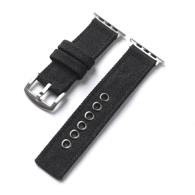 Double-Layer Canvas Water Resistant For Apple Watch 8/7/Ultra Watch Strap 49MM 45 44 Thicker Men Bracelet